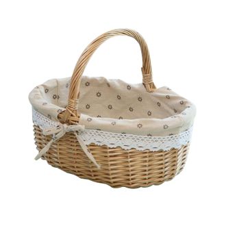 OEM Cesta De Mimbre Con Asas Resistentes, Forro De Algod&oacute;n Y Lino, Dise&ntilde;o Anudado, Ideal Para Guardar Fruta, Dulces, Art&iacute;culos Para Picnics Y Bodas
