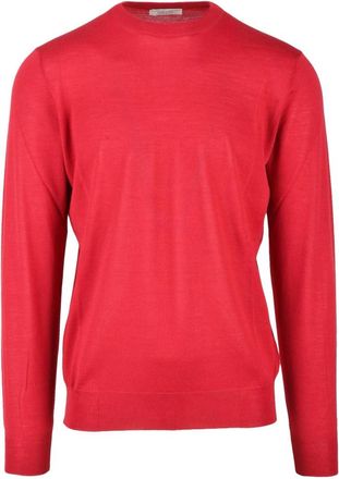 FILIPPO DE LAURENTIIS Merino Wol Ronde Hals Trui - Heren - Ronde hals truien - Rood - L - Wol - Truien & Vesten