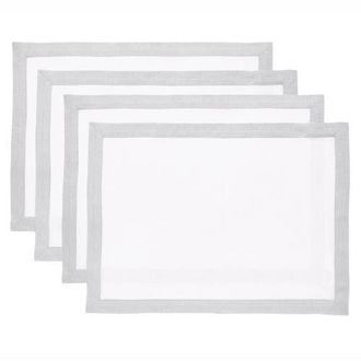 Solino Home Linen Placemats - Classic, 14 x 19 in Soft Grey And White at Nordstrom, Size Medium