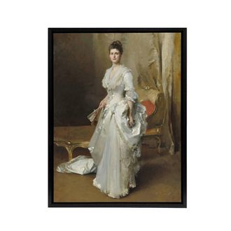 Artery8 Mrs Henry White Portrait John Singer Sargent Framed Canvas Wall Art in Brown | Size: W24 x H32