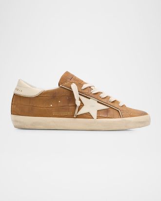 Golden Goose Super-Star Croco Leather Low-Top Sneakers