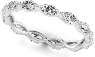 Allurez Marquise Cut Lab Grown Diamonds Eternity Ring Wedding Band in Platinum (1.17ct)