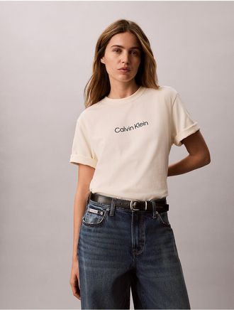 Calvin Klein Jeans Calvin Klein Womens Standard Logo Boxy Fit Crewneck T-Shirt - Neutral - XL