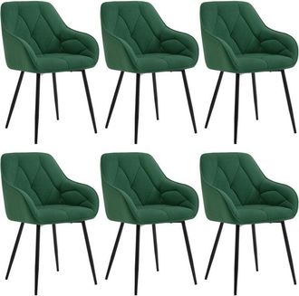 Woltu Set 6x Sedie Moderne da Cucina o Soggiorno in Velluto con Gambe in Metallo, Verde Scuro - Woltu
