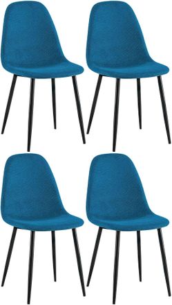 Clp Conjunto De 4 Sillas De Comedor Napier Azul Tela