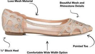 Journee Collection Batavia Rhinestone Flat in Nude at Nordstrom Rack, Size 5.5