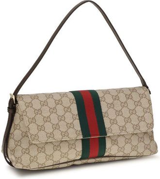Gucci Womens Madison Shoulder Bag Beige Cotton Linen Polyurethane