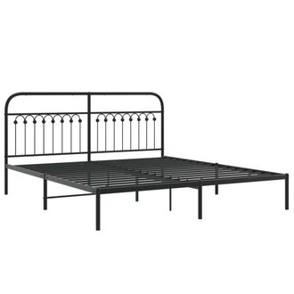 Berkfield Home Metal Bed Frame without Mattress with Headboard Black 183x213cm | Size: 183x213 cm