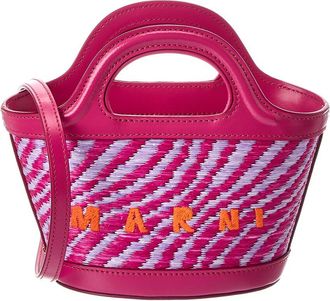 Marni Tropicalia Mini Leather-Trim Tote