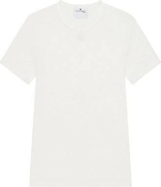 Courr&egrave;ges T-shirt met korte mouwen en ronde hals - Heren - T-shirts - Wit - M - Katoen - Tops