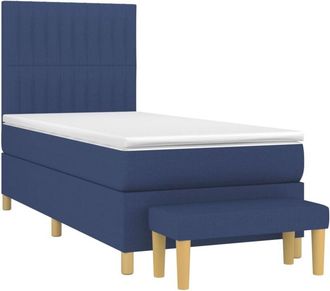 vidaXL Vidaxl - Cama Box Spring Con Colch&oacute;n Tela Azul 80x200 Cm