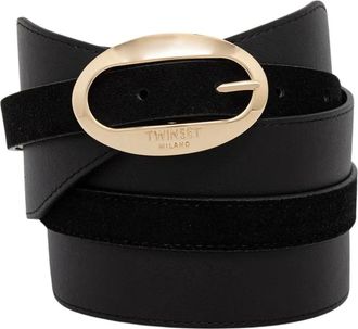 Twinset Leren ceintuur - Dames - Accessoires - Zwart - Maat: XS Leer