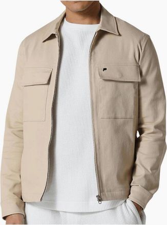 883 Police Mens Clearlake Cotton Beige Overshirt - Cream - Size: 44/Regular