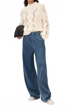 JUMPER 1234 Overstitch Cable Knit Sweater In Cream