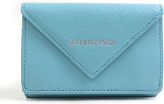 Balenciaga Light Blue Leather Wallet (Tri-Fold) (Pre-Owned)
