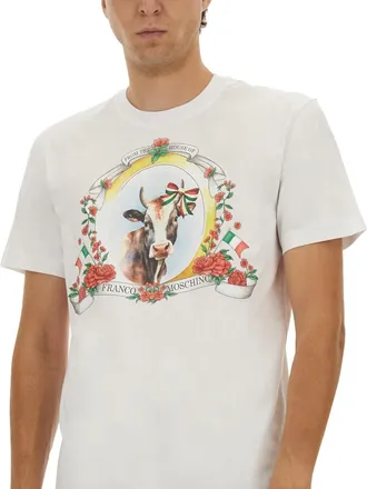 Moschino Logo-Print Cotton T-Shirt - White