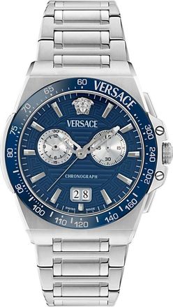 Versace Greca Reaction Chronograph Bracelet Watch, 43mm in Steel at Nordstrom