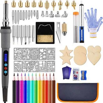 OEM Kit De Pirograbado, Soldador El&eacute;ctrico De 81 Piezas, Pirograbado Con Pantalla Lcd Y Temperatura Ajustable, Soporte De Soldadura, Para Reparaciones El&eacute;