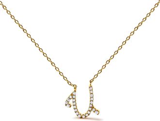 House of Brilliance 14K Yellow Gold Diamond Accent K Initial Script Style Pendant Necklace