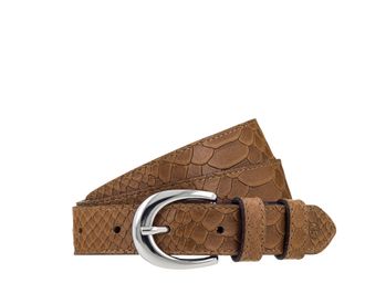 Tamaris Lederg&uuml;rtel TAMARIS, Damen, Gr. 100, camel, Rindsleder, gemustert, unifarben, G&uuml;rtel Lederg&uuml;rtel, 2,5 cm breit, gemustert, Doppelschnalle