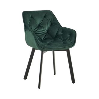 Clp Silla de comedor con reposapi&eacute;s en terciopelo verde