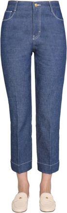 Tory Burch Wijde Pijp Cropped Jeans - Dames - Cropped Jeans - Blauw - W28 - Katoen - Jeans