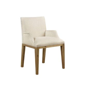Robin des Bois Silla de mesa de estilo contempor&aacute;neo en madera maciza y lino