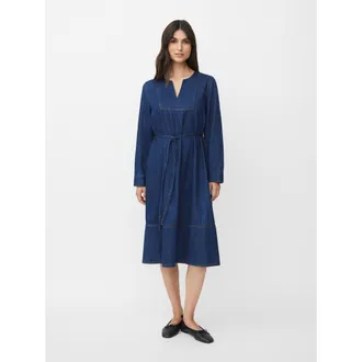 Masai Long Sleeve V-Neck Denim Midi Dress in Dark Denim at Nordstrom, Size Xx-Large
