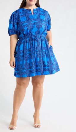 Sugarlips Romery Puff Sleeve Dress in Blue-Navy-Mul at Nordstrom, Size 2X