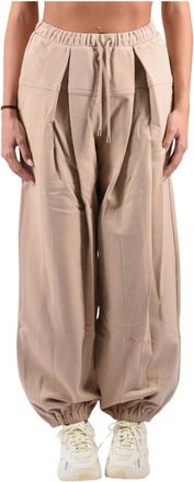 Sportmax Wijde broek - Dames - Broeken - Beige - Maat: XS Katoen