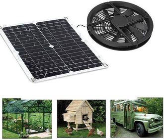 No Brand Ventilatore Di Scarico Solare, 25 Cm, 15 W, Per Cucine, Serre, Pollai, Capanni E Cucce Per Animali, Per Interni Ed Esterni, Ip65