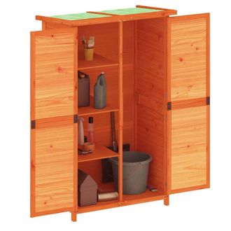 Berkfield Home Garden Tool Shed Brown 83x57x140 cm Solid Wood Pine in Tan | Size: 83 x 57 x 140 cm