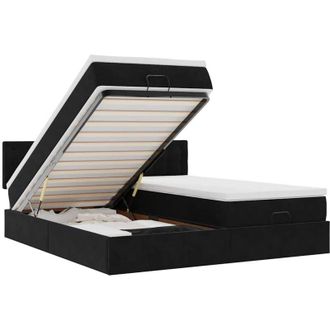 vidaXL Vidaxl - Estructura De Cama Otomana Colchones Terciopelo Negra 180x200cm