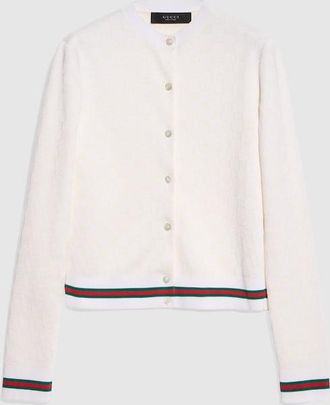 Gucci GG Fine Cotton Viscose Jacquard Cardigan, White, Ready-to-wear