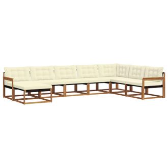 vidaXL Conjunto De Sof&aacute;s De Exterior Con Coj&iacute;n 8 Pcs Natural Y Crema Vidaxl