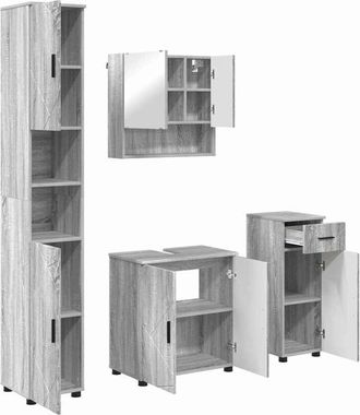vidaXL Juego De Muebles De Ba&ntilde;o Con Caj&oacute;n Con Puerta 4 Pcs Gris Sonoma Vidaxl