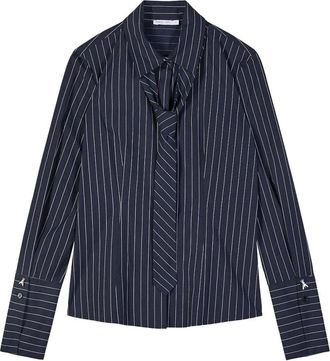 Patrizia Pepe Camicia con cravatta - Dames - Overhemden - Blauw - M - Overhemden