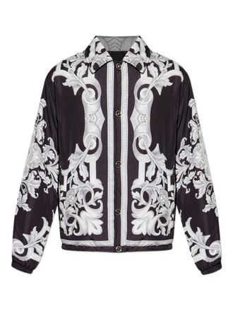 Versace Reversible Black Jacket With Baroque Print