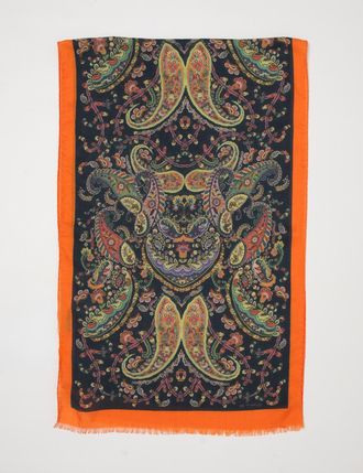 Etro Sciarpa in misto lana con stampa Paisley