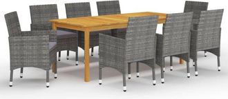 vidaXL Juego De Comedor De Jard&iacute;n 9 Piezas Gris Vidaxl