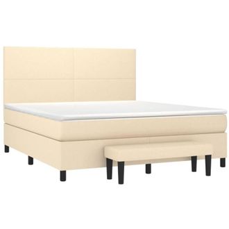 vidaXL Vidaxl - Cama Box Spring Con Colch&oacute;n Tela Color Crema 180x200 Cm