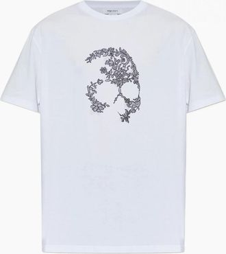 Alexander McQueen Alexander Mcqueen Mens Lace Skull Print T-Shirt White - Size: 38