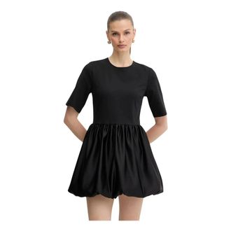 Twinset Mini Jurk met Logo - Dames - Korte kleedjes - Zwart - M - Katoen - Kleedjes
