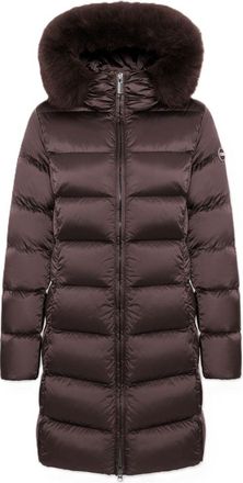 Colmar Plush Fur Trim Hooded Long Down Coat