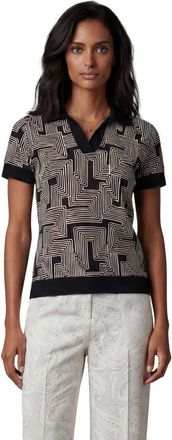 Lords of Harlech Inter Twine Womens Merino Silk Cashmere Polo in Inter Twine Black at Nordstrom, Size Xx-Large