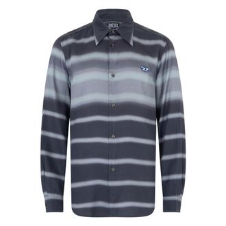 Diesel Casual Shirts, male, Blue, Size: 2XL Striped Shirt with logo