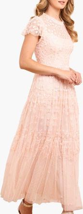 Needle & Thread Clover Short Sleeve Ankle Gown in Opal at Nordstrom, Size 14