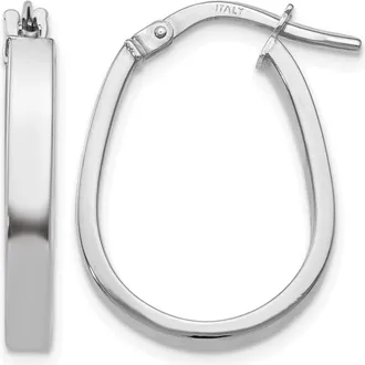 Diamond2Deal 10K White Gold U-Shape Hoop Earrings