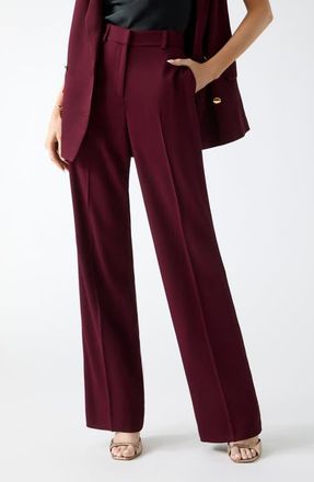 Marciano Abby Pleated Straight Leg Pants in Burgundy at Nordstrom, Size 38