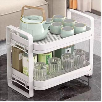 Trade Shop Trade Shop - Estanter&iacute;a De Drenaje Con 2 Estantes Apilables Organizador De Metal Con Bandeja De Drenaje